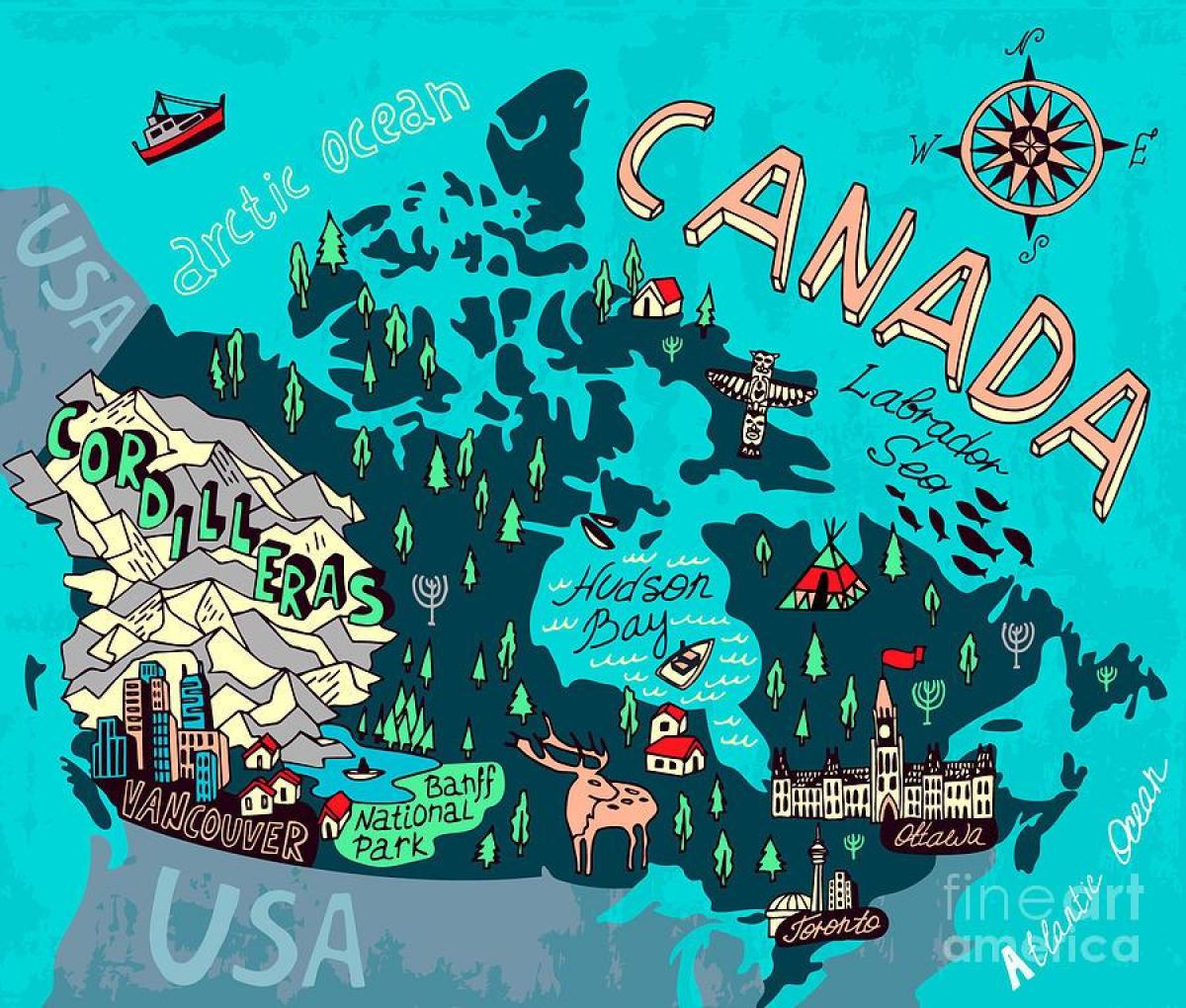Carte des attractions touristiques du Canada