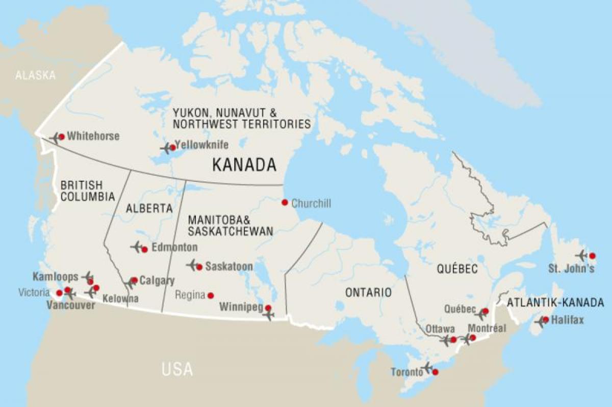 Carte des aéroports du Canada